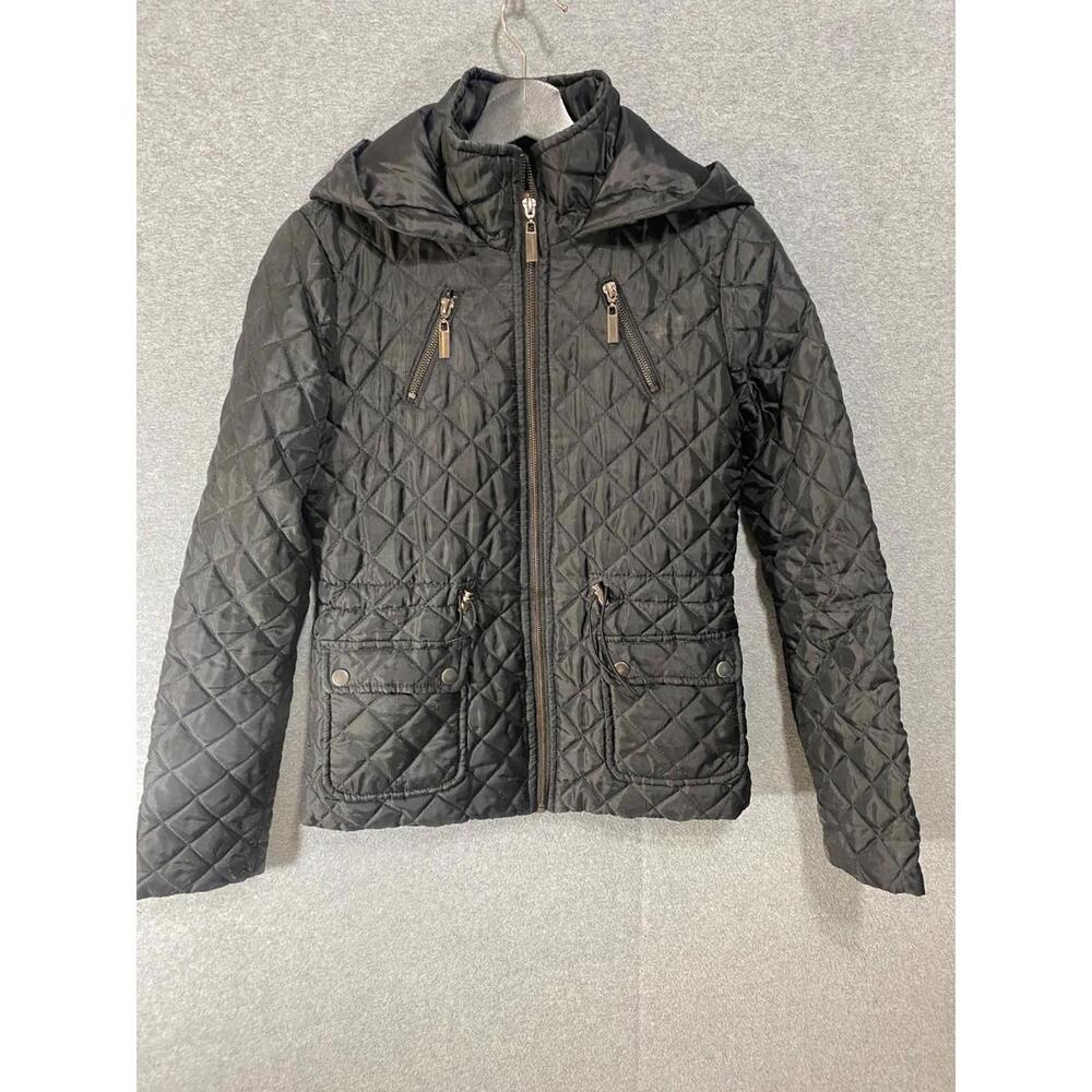 Bongo Kids Black Winter Weather Quilted Hooded Jacket Size Small